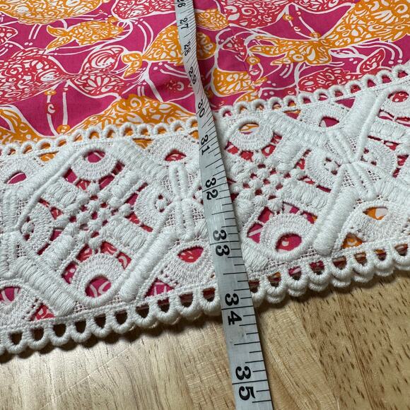 Lilly Pulitzer Jubilee Catherine Bell Lace Trim Tropical Print Size 2 EUC Pink - Picture 8 of 8